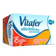 Vitafer Sulfato Feroso 109mg 40mg Ferro 50 Caps EMS Anemia e Deficiencia de Ferro