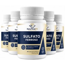 Combo 5x Sulfato Feroso 500mg  60 Caps Anemia e Deficiencia de Ferro Vitt