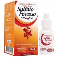Sulfato Ferroso em Gotas Anemia e Deficiencia de Ferro NtV 125mg 30ml Sabor Framboesa