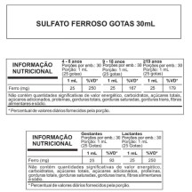 Sulfato Ferroso em Gotas Anemia e Deficiencia de Ferro NtV 125mg 30ml Sabor Framboesa