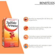 Sulfato Ferroso em Gotas Anemia e Deficiencia de Ferro NtV 20mg 100ml Sabor Framboesa