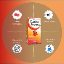 Sulfato Ferroso em Gotas Anemia e Deficiencia de Ferro NtV 125mg 30ml Sabor Framboesa