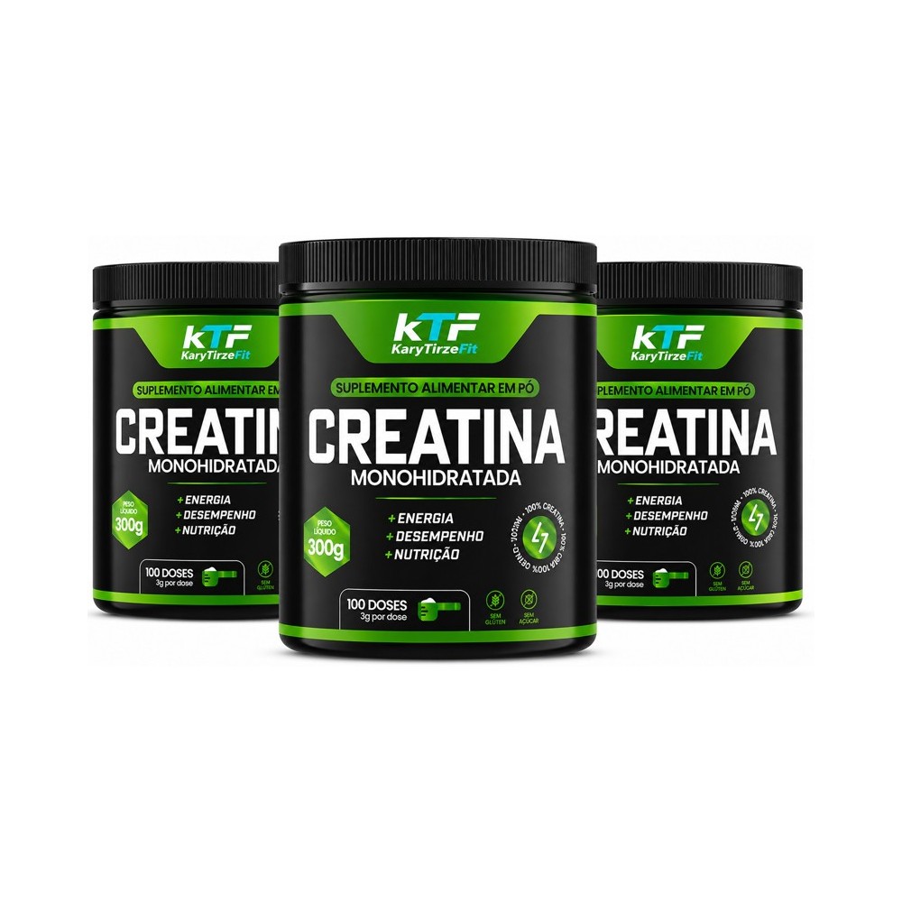 Combo 3x Creatina Premium Pura Importada Monohidratada Life Performance e Resistencia 300g
