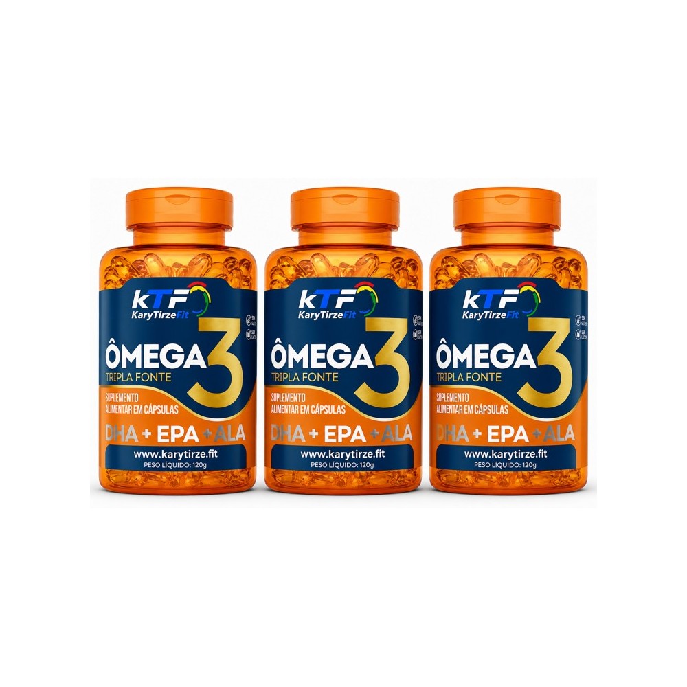 Combo 3x Omega 3 Tripla Fonte DHA EPA 1000mg Reduzir Triglicerídeos