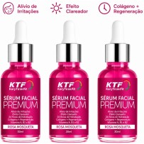 Kit 3x Serum Facial Reparador Clareador de Manchas Hidratante Rosa Mosqueta 4x1