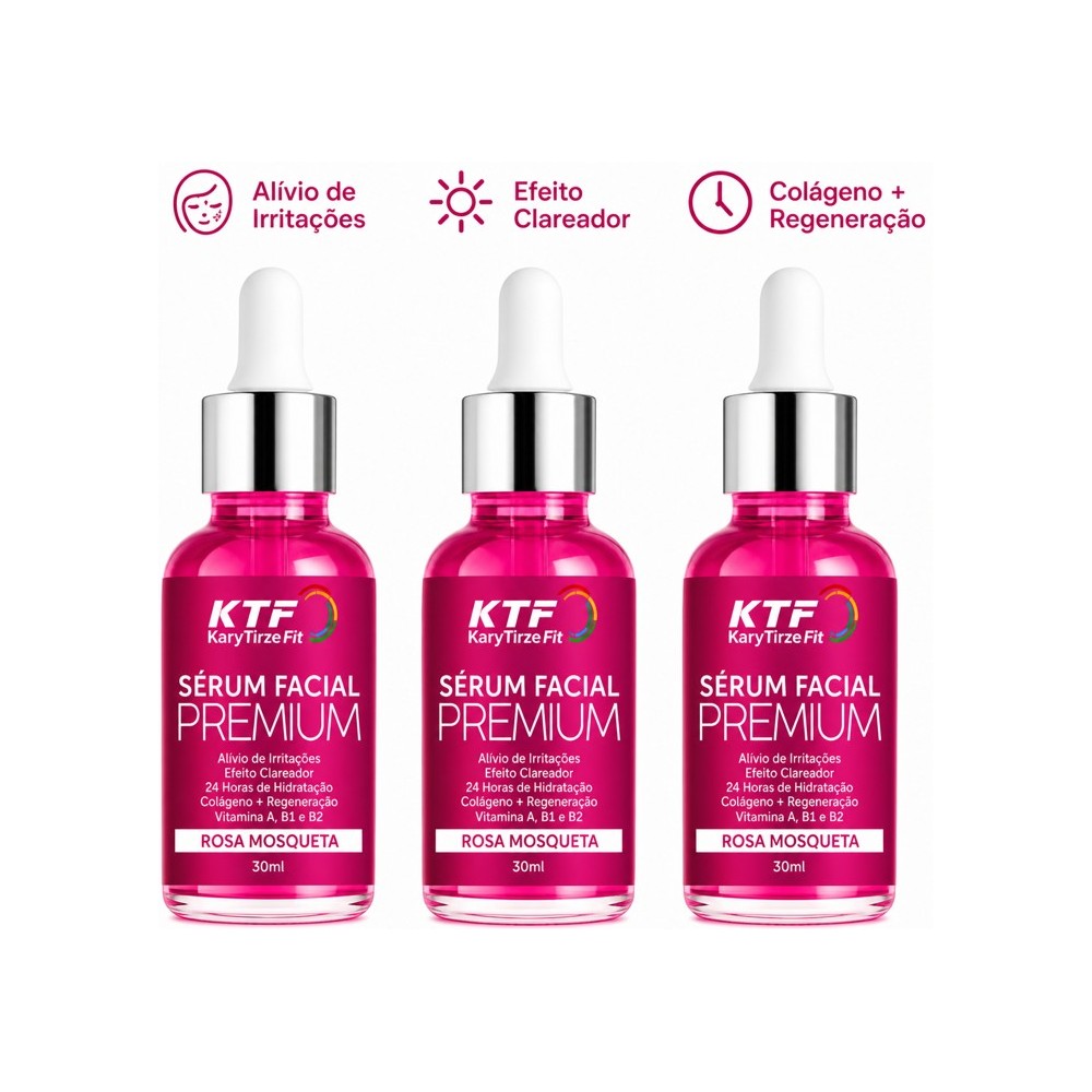 Kit 3x Serum Facial Reparador Clareador de Manchas Hidratante Rosa Mosqueta 4x1