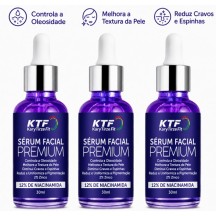 Kit 3x Serum Facial Niacinamida Trata Acne Cravos e Pele Oleosa