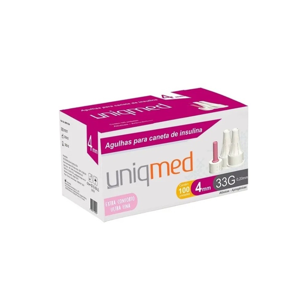Caixa de Agulha Descartavel UltraFinal 33G para Canetas Aplicadora e Insulina 4x0,20mm Uniqmed