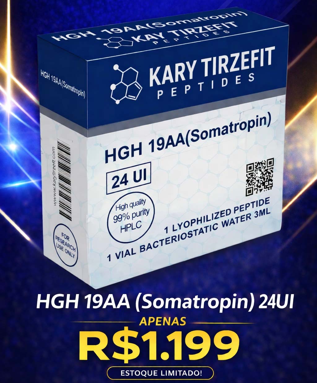 HGH 24UI (Somatropin) Ganho de Massa Redução de Gordura Metabolismo BioAv
