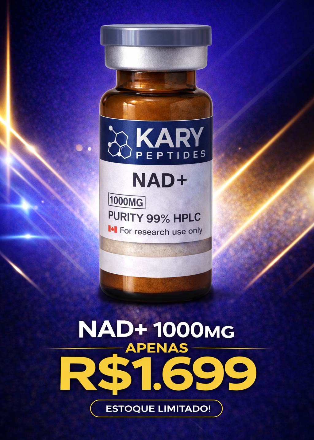 NAD+ 1000mg Solucao Injetavel Genesis (Importado) Energia e Metabolismo BioAvt