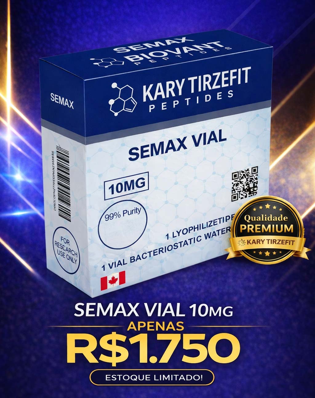 Peptideo SEMAX 10mg Memoria Foco Concentração e Neuroproteção BioAvt