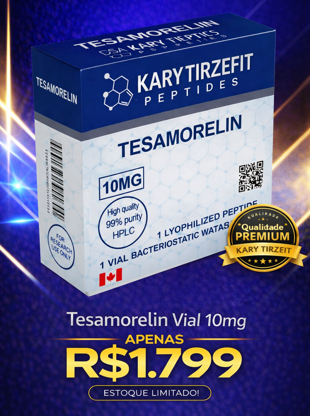 Tesamorelin 10mg Peptideo para Emagrecimento e Ganho de Massa BioAvt