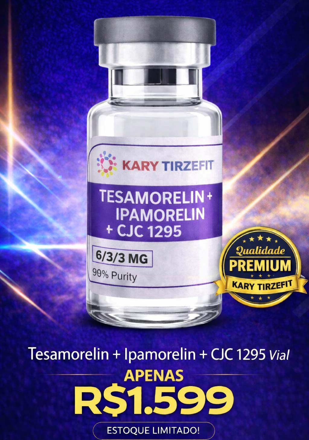 Blend Tesamorelin + Ipamorelin + CJC 1295 Peptideo para Emagrecimento e Ganho de Massa PepWorld
