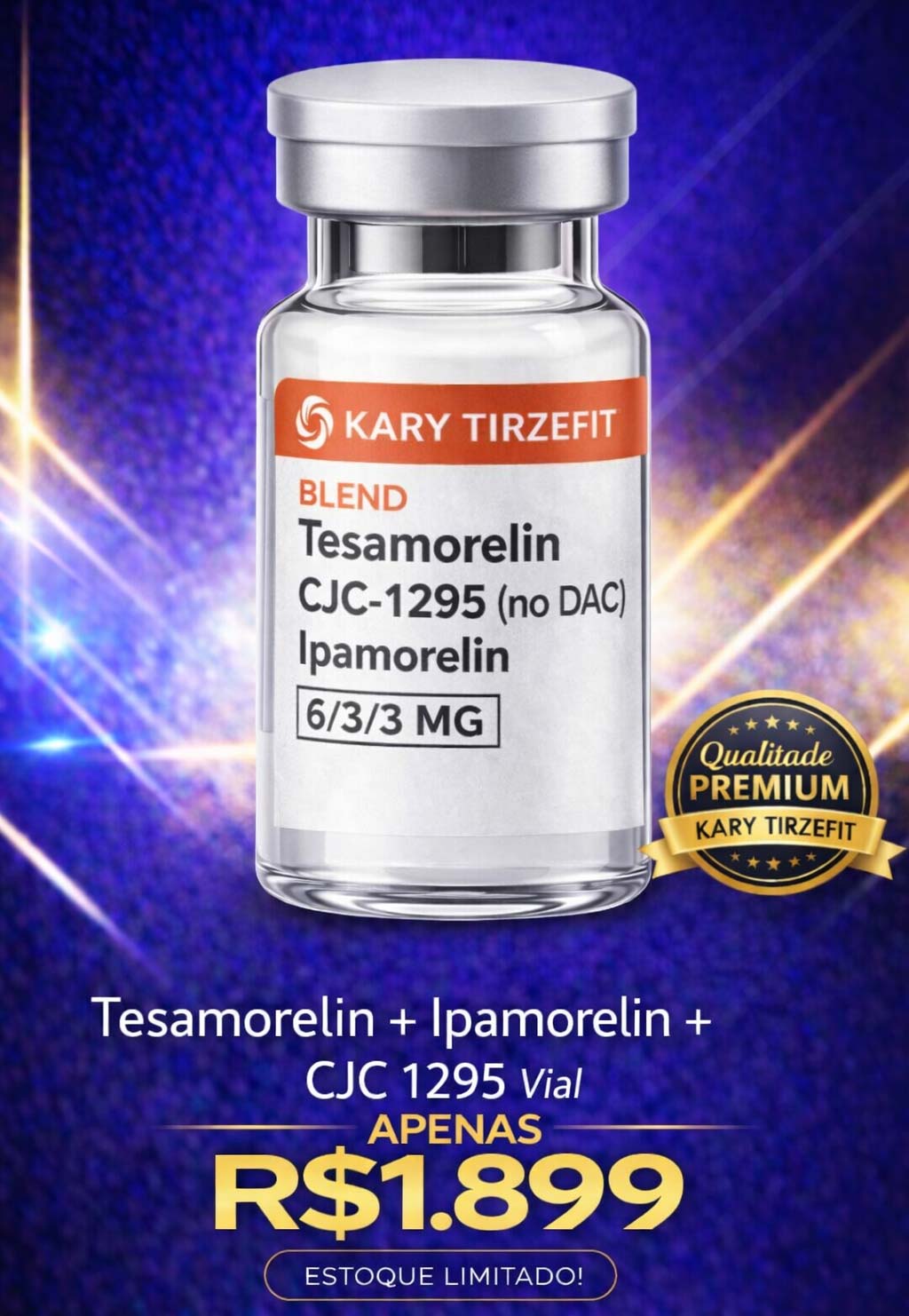 Blend Tesamorelin + Ipamorelin + CJC 1295 Peptideo para Emagrecimento e Ganho de Massa PepScien