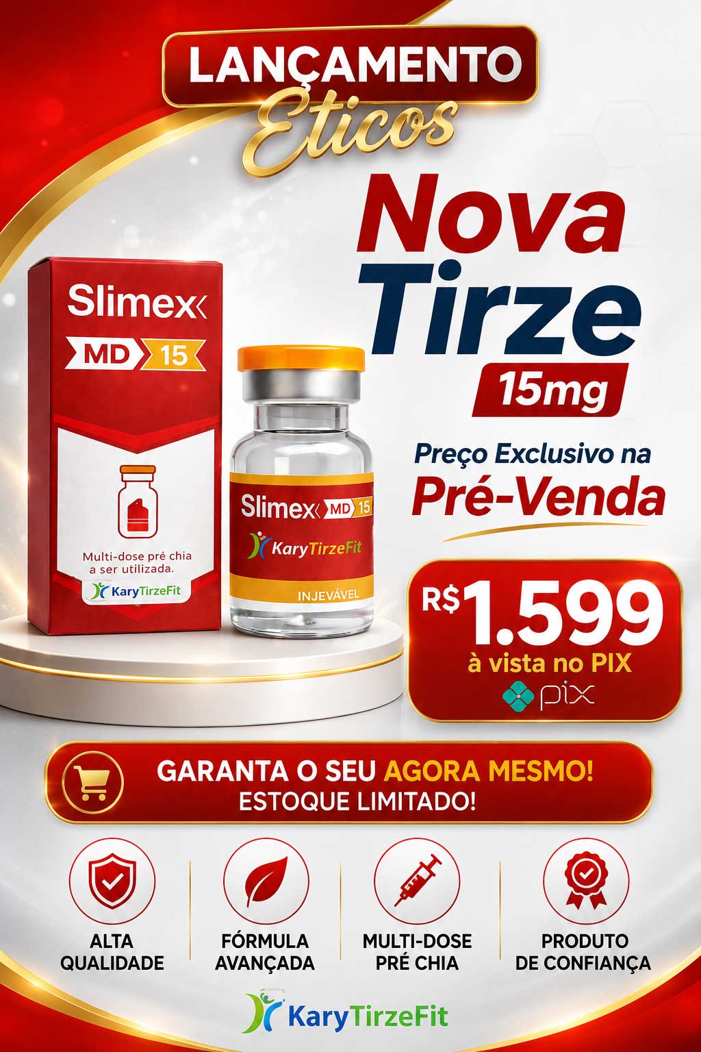 Slimex Eticos Tirzepatida Injection (Tirzepatide Mounjaro) Peptideo para Emagrecimento GLP2