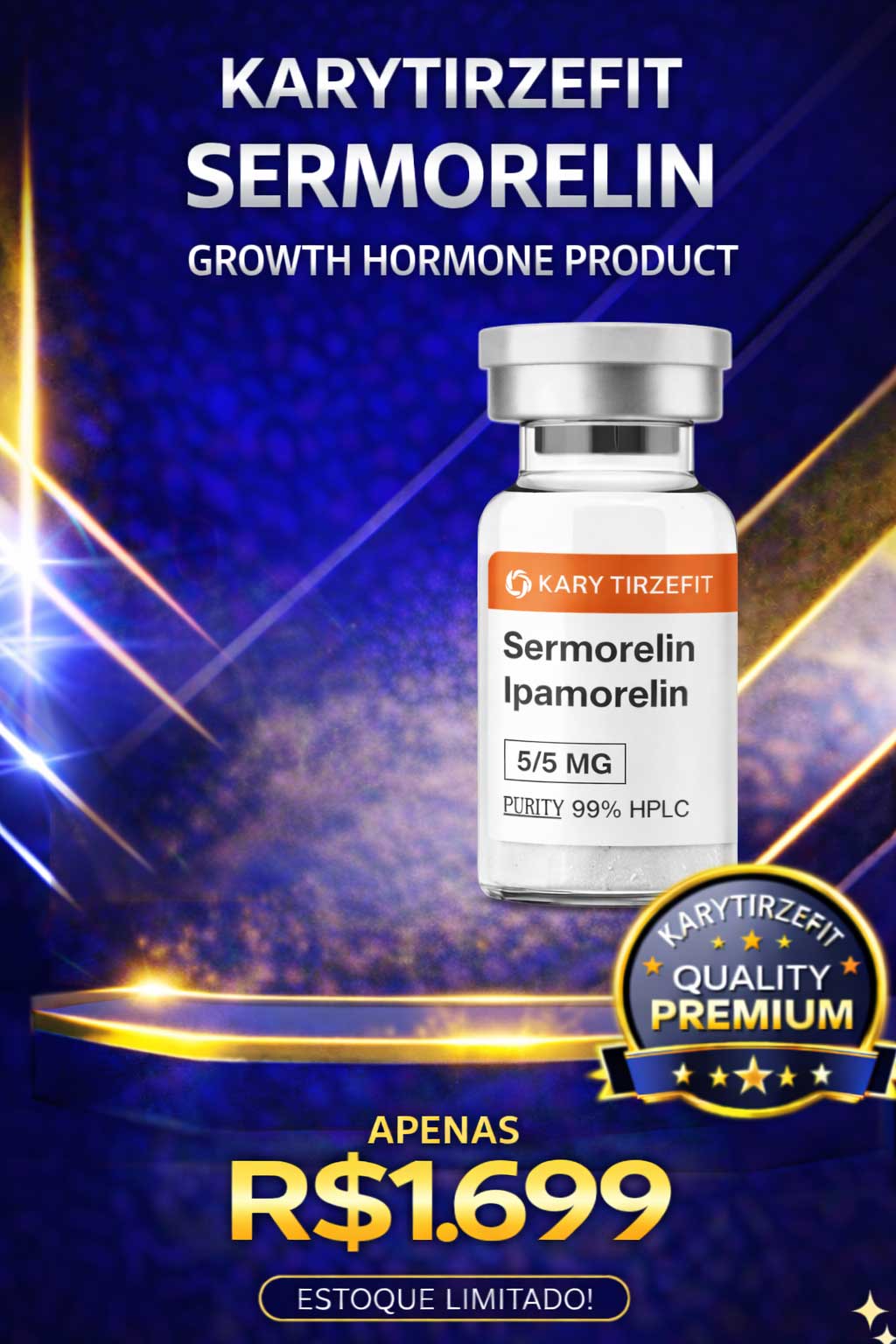 Ipamorelin+ Sermorelin 10mg (Sermorelina) Peptideo para Emagrecimento e Ganho de Massa PepScien