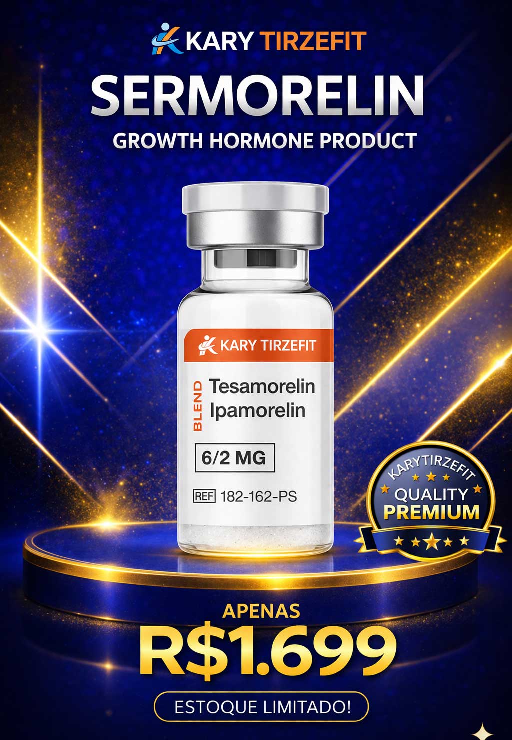 Tesamorelin + Ipamorelin 8mg Peptideo para Emagrecimento e Ganho de Massa ScienPep