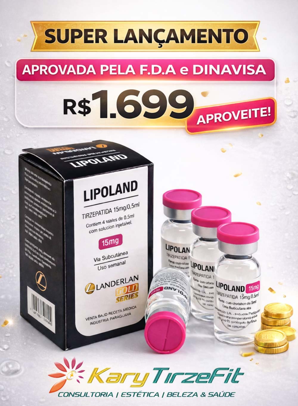 Lipoland Landerlan Tirzepatida 15mg 4 Ampolas