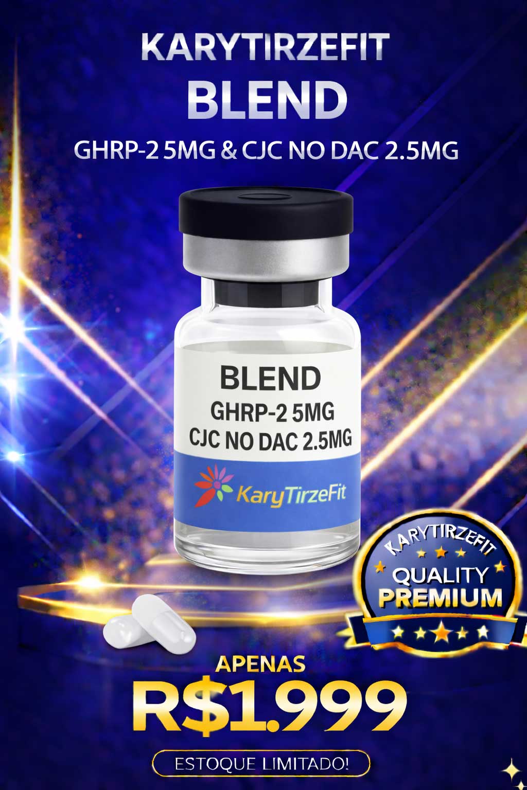 Peptideo GHRP-2 + CJC-1295 Recuperação Muscular Queima de Gordura e Aumento Massa Magra 5mg GPharm
