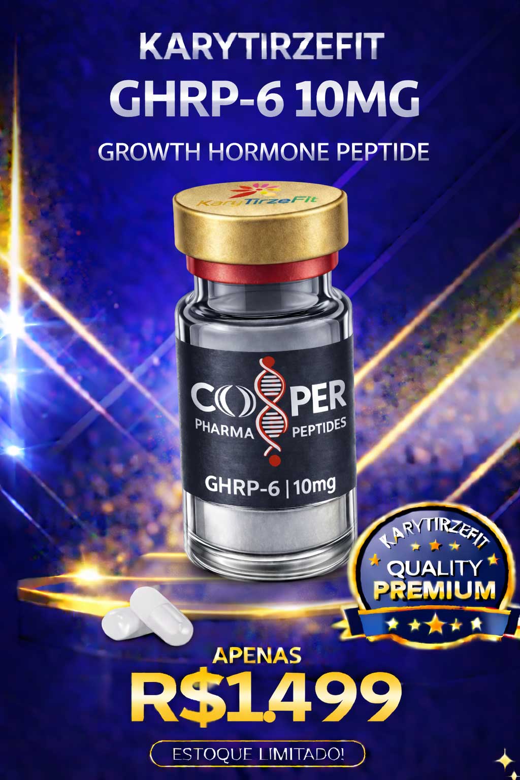 Peptideo GHRP-6 Ganho de Massa Muscular Aumento Apetite 10mg Cooper
