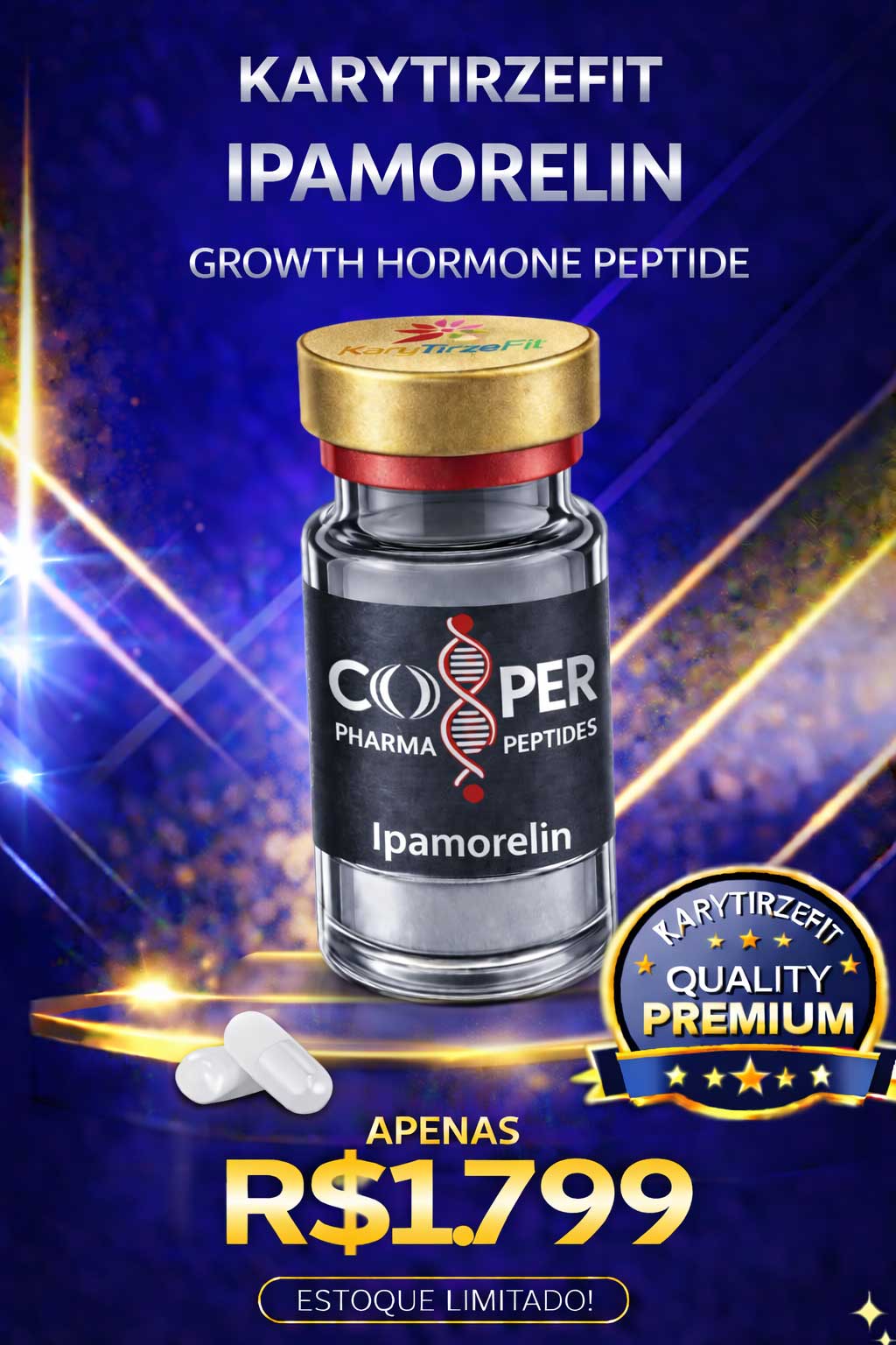 Peptideo Ipamorelin Massa Muscular Recuperação Redução de Gordura PepScience 10mg