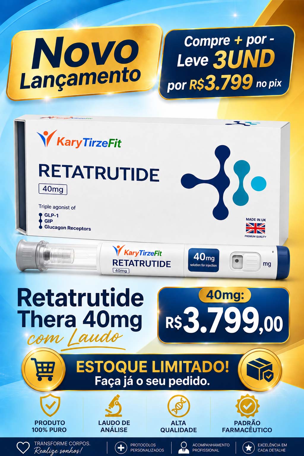 Retatrutide Solucao Injetavel (Importada Retatrutida) GLP 3 Pen 40mg Thera