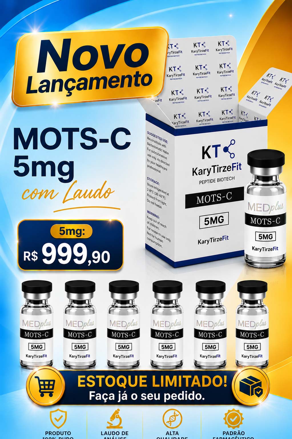 Peptideo MOTS-C Metabolismo e Energia 5mg MedPlus