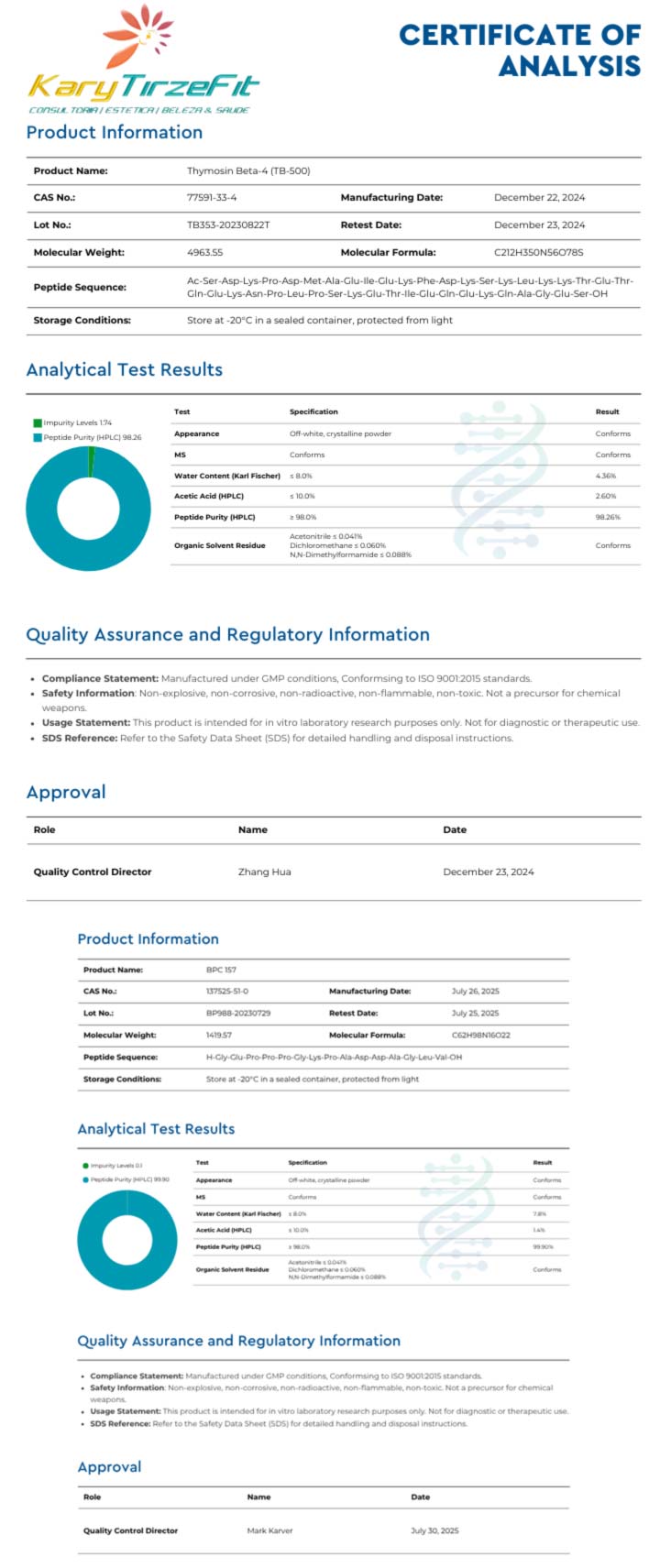 Peptideo para Atletas de Alta Performance BPC-157/TB4 Timosina Beta-4 Regeneração Muscular