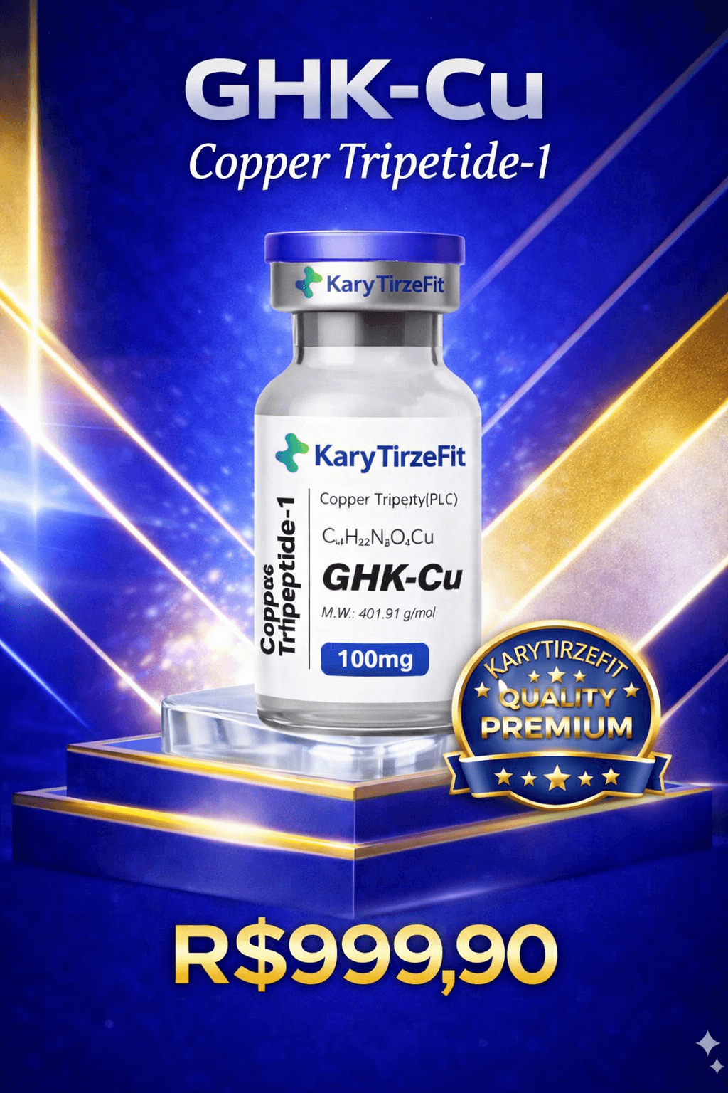 GHK-CU 100mg Peptídeo para Tratamento da Pele Elasticidade Colageno Rejuvenescimento OxyG Pen