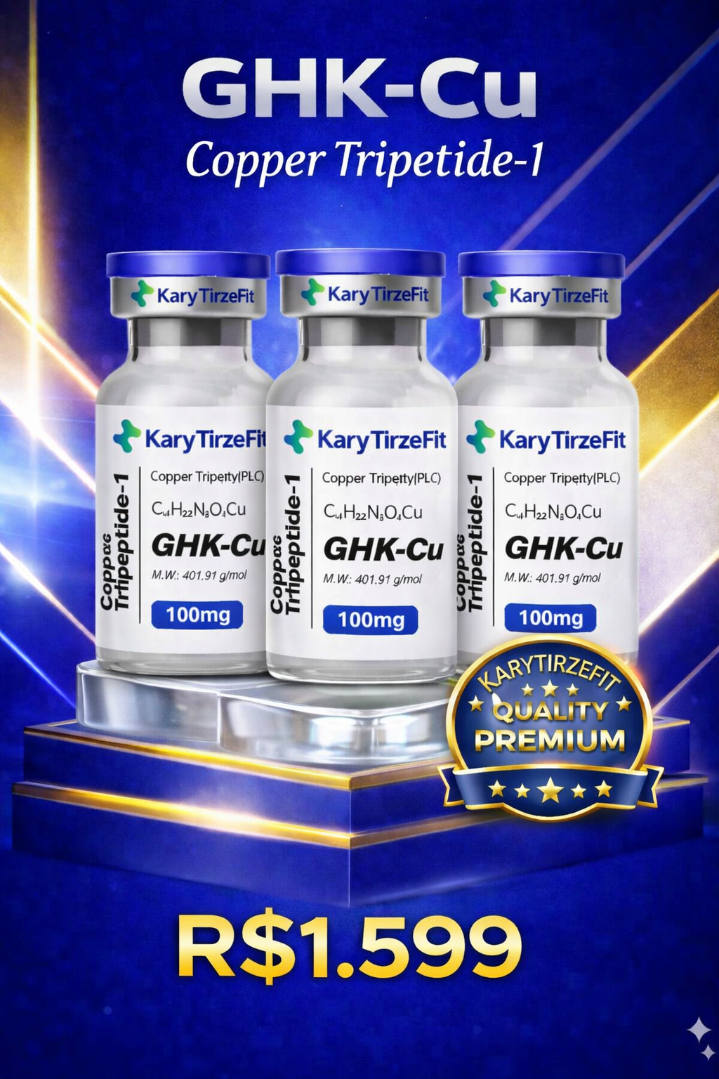 GHK-CU 100mg Peptídeo para Tratamento da Pele Elasticidade Colageno Rejuvenescimento OxyG Pen