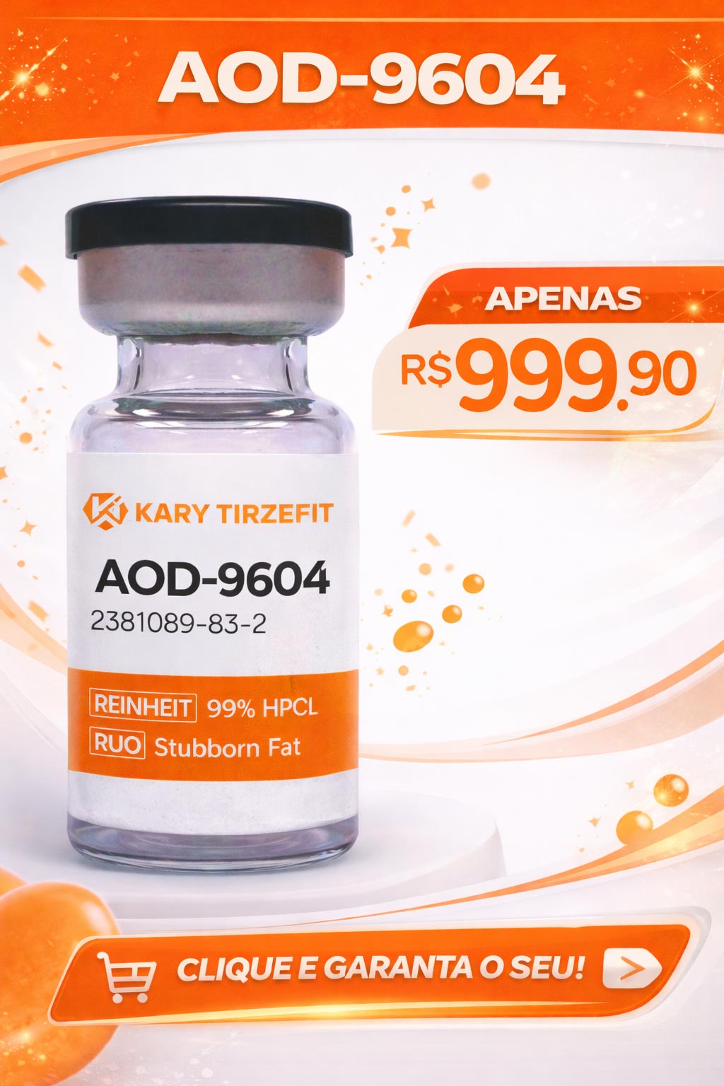 Peptideo AOD-9604 + Agua Bacteriostatica para Queima de Gordura Emagrecimento