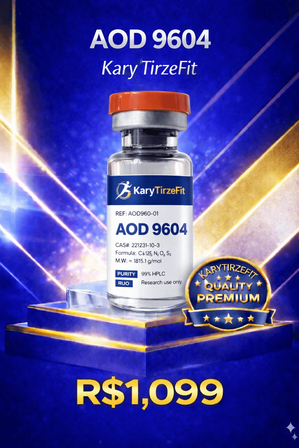 Peptideo AOD-9604 5mg + Agua Bacteriostatica Queima de Gordura Emagrecimento OxyG