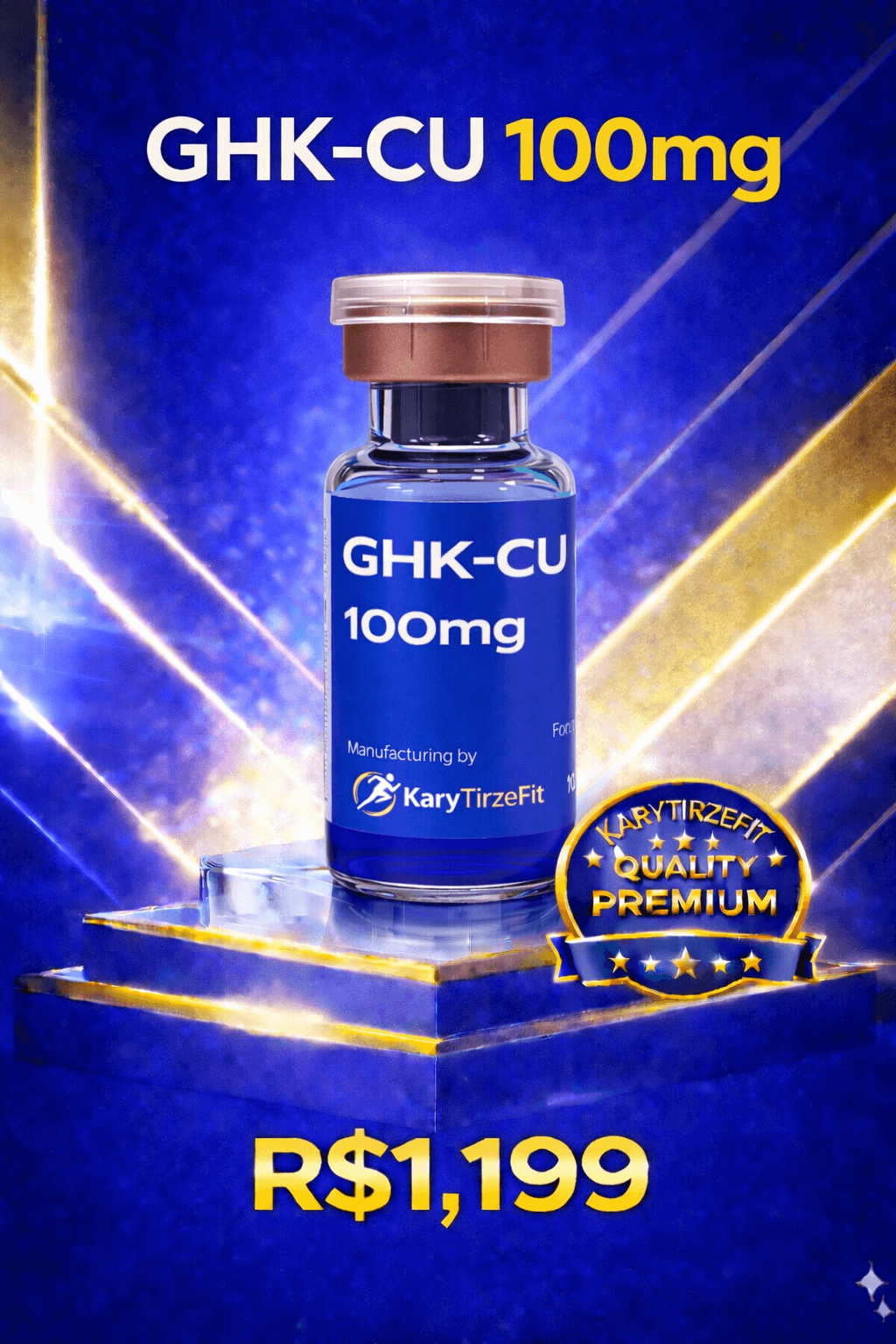 GHK-CU 100mg Peptídeo para Tratamento da Pele Elasticidade Colageno Rejuvenescimento OxyG
