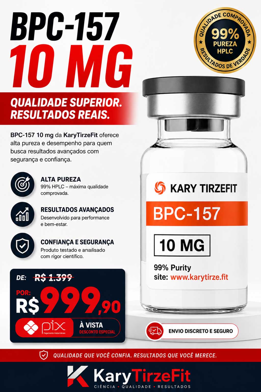 BPC-157 Peptideo de Recuperação e Reparação Muscular 5mg PepScien 10mg