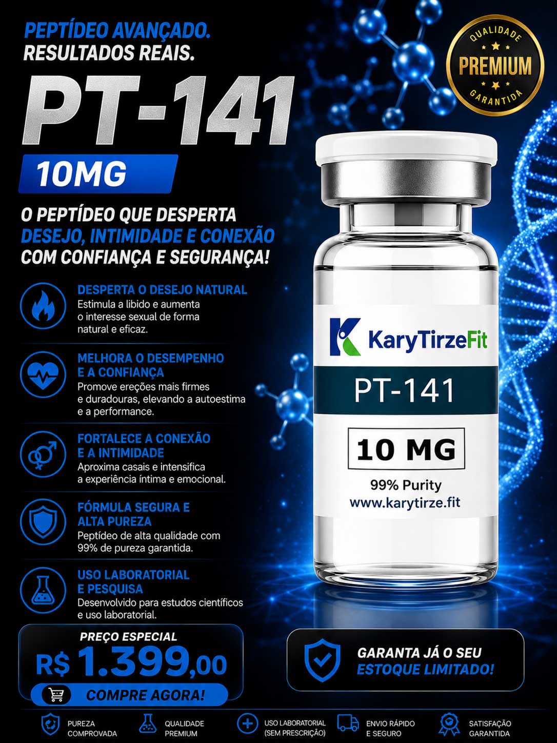 Peptideo PT-141 Vial 10mg Aumento da Libido (Vyleesi) Bremelanotide