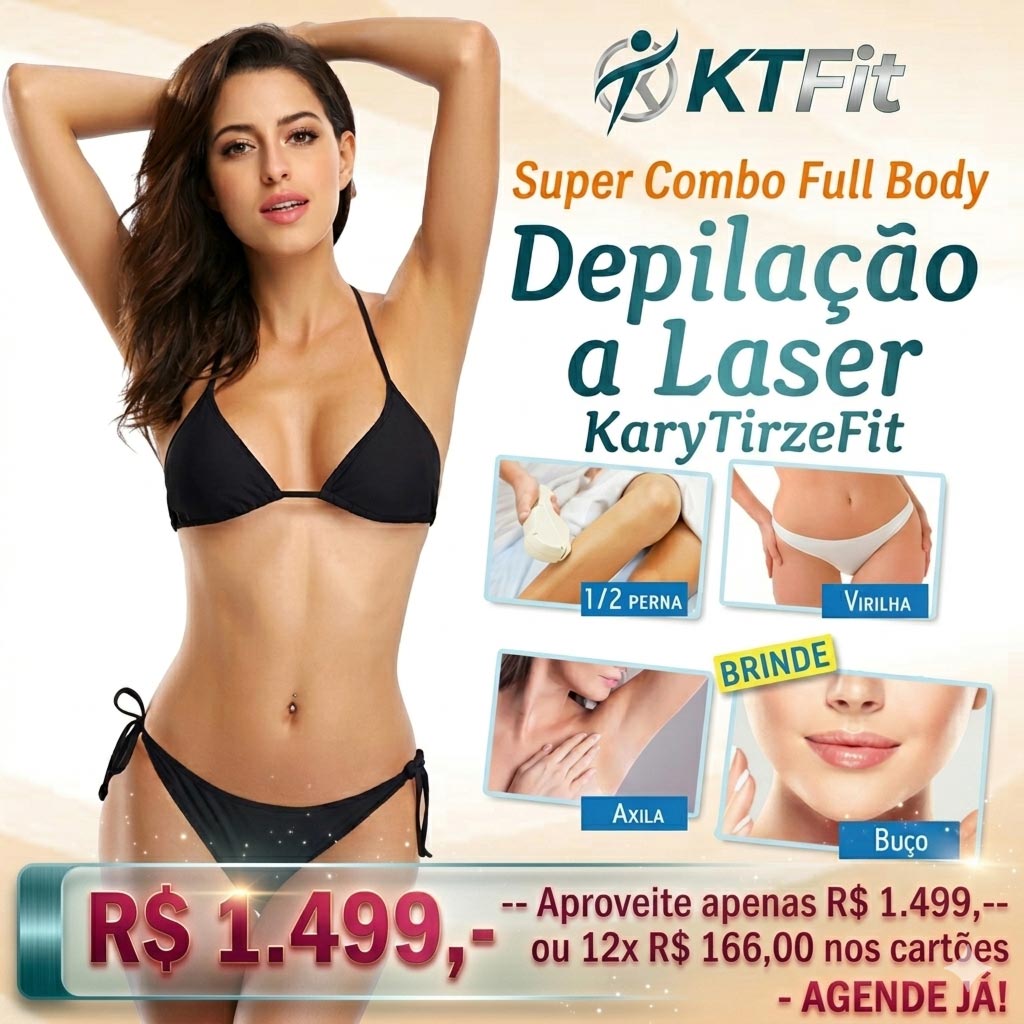 Pacote de Depilação a Laser Full Body Soprano Ice Pele Lisa até 45 dias