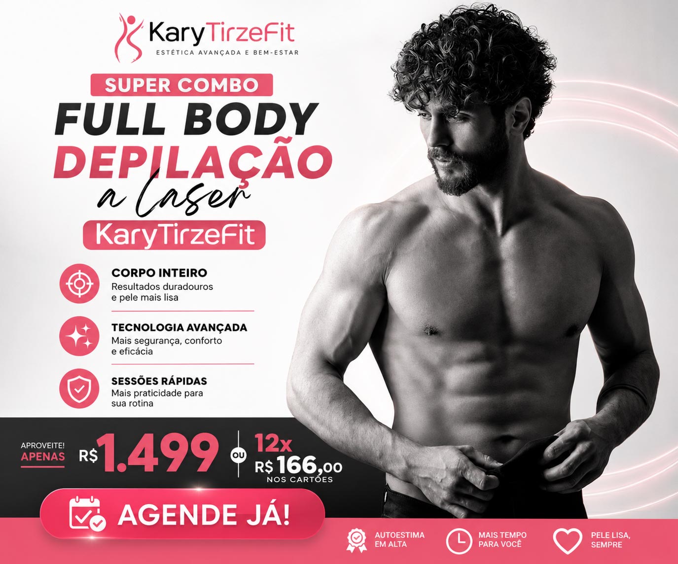 Pacote de Depilação a Laser Full Body Soprano Ice Pele Lisa até 45 dias