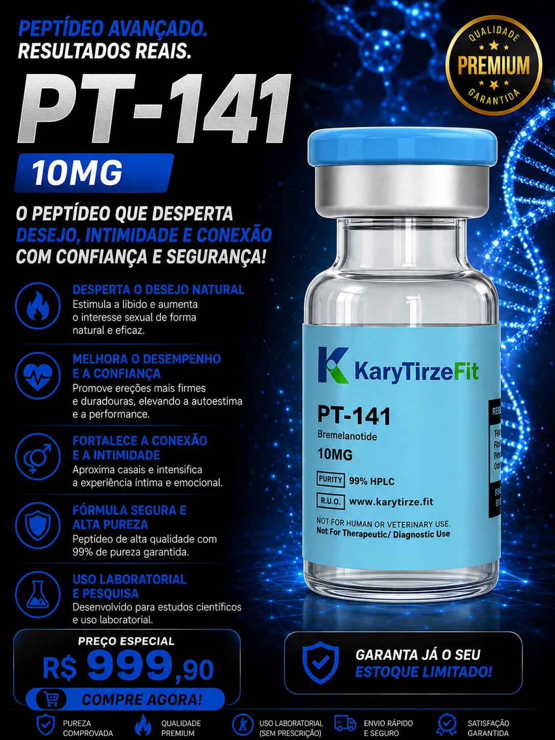 Peptideo PT-141 Vial 10mg Aumento da Libido (Vyleesi) Bremelanotide BioGen