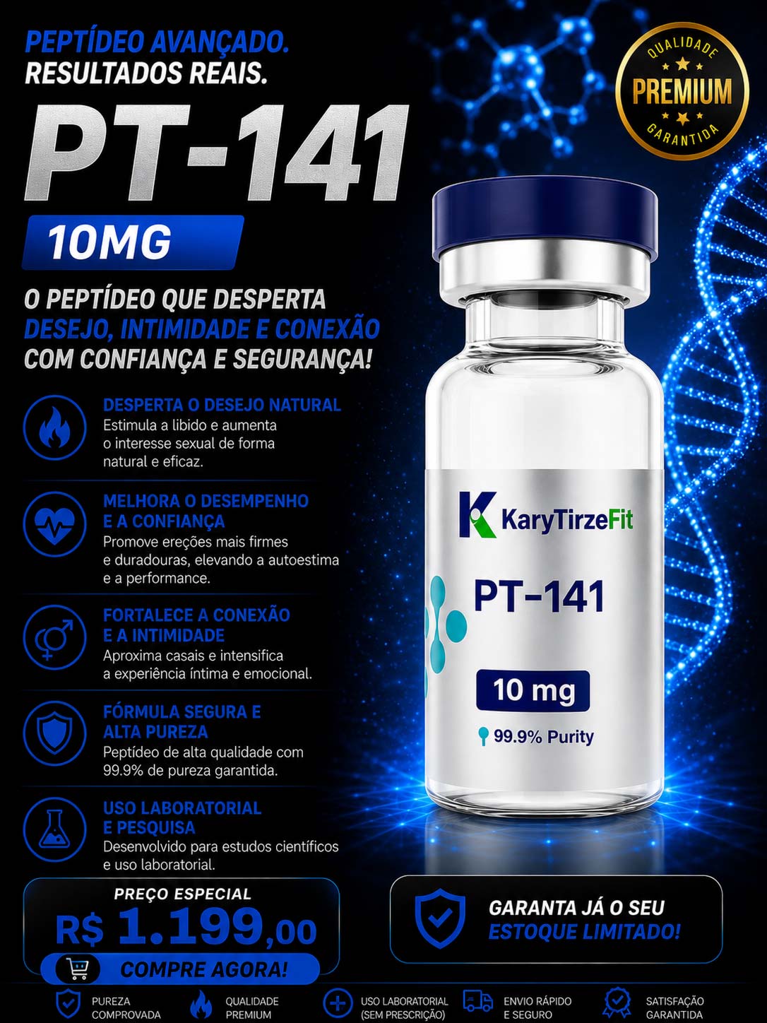 Peptideo PT-141 Vial 10mg Aumento da Libido (Vyleesi) Bremelanotide Thera