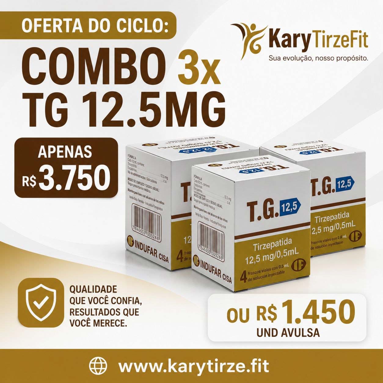 TG Tirzepatida Indufar 12mg Solucao Injetavel (Mounjaro Analogo) GLP2 Peptide