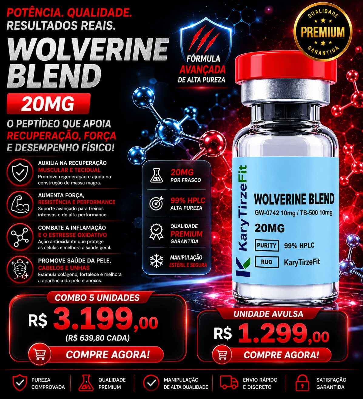 Peptideo Dual Blend Wolverine 2X1 BPC-157+TB500 20mg BioGen