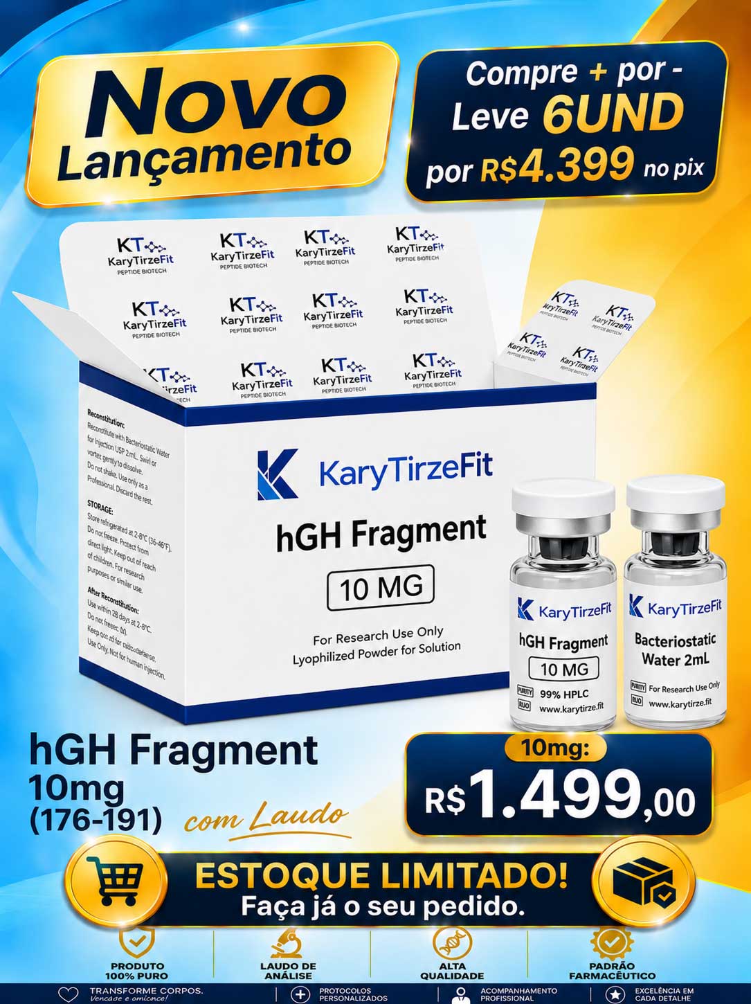 HGH FRAG 176-191 Solucao Injetavel 10mg (Importado) Queima de Gordura PepScien