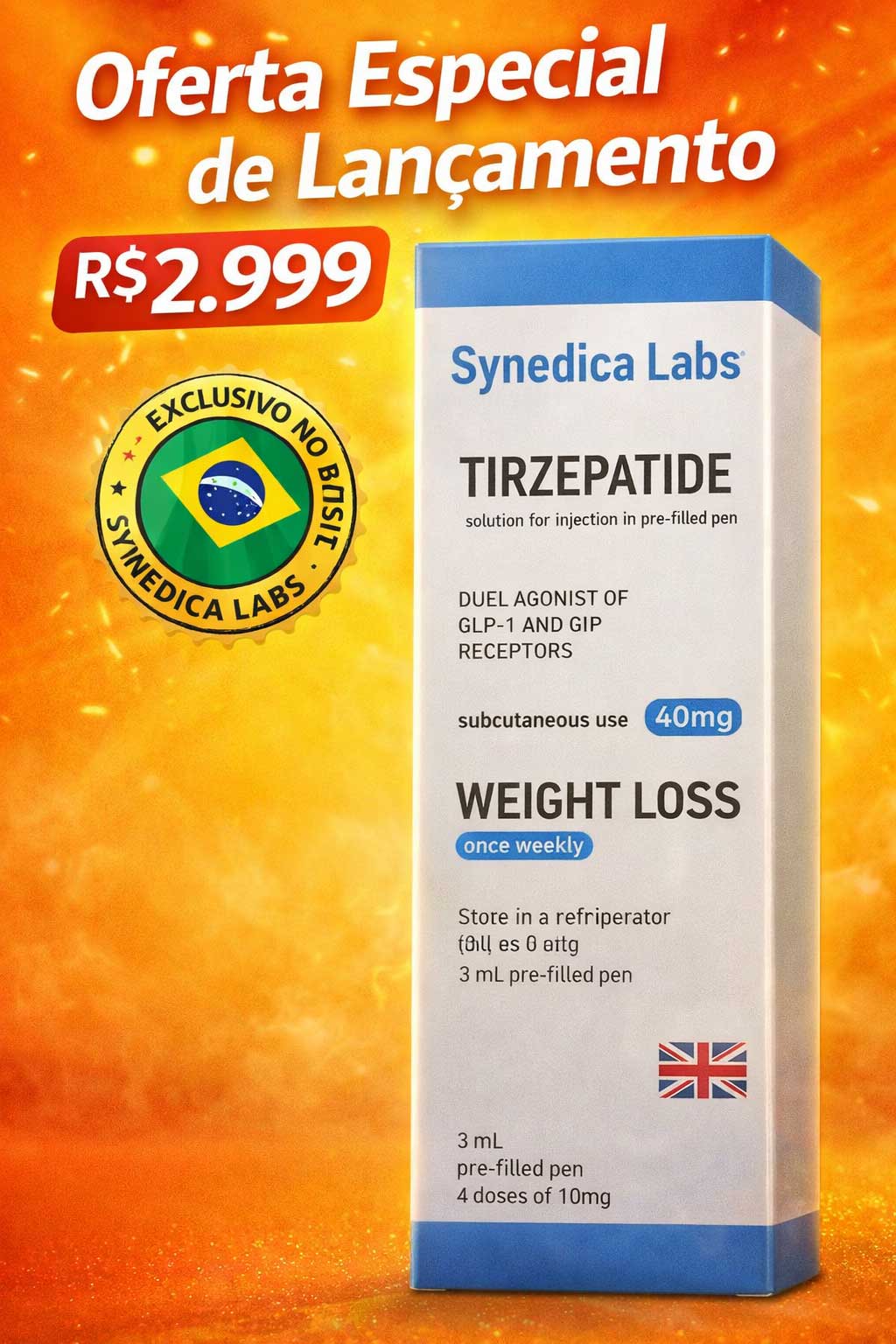Tirzepatida Injection (Tirzepatide) Peptideo para Emagrecimento GLP2 Synedica 40mg
