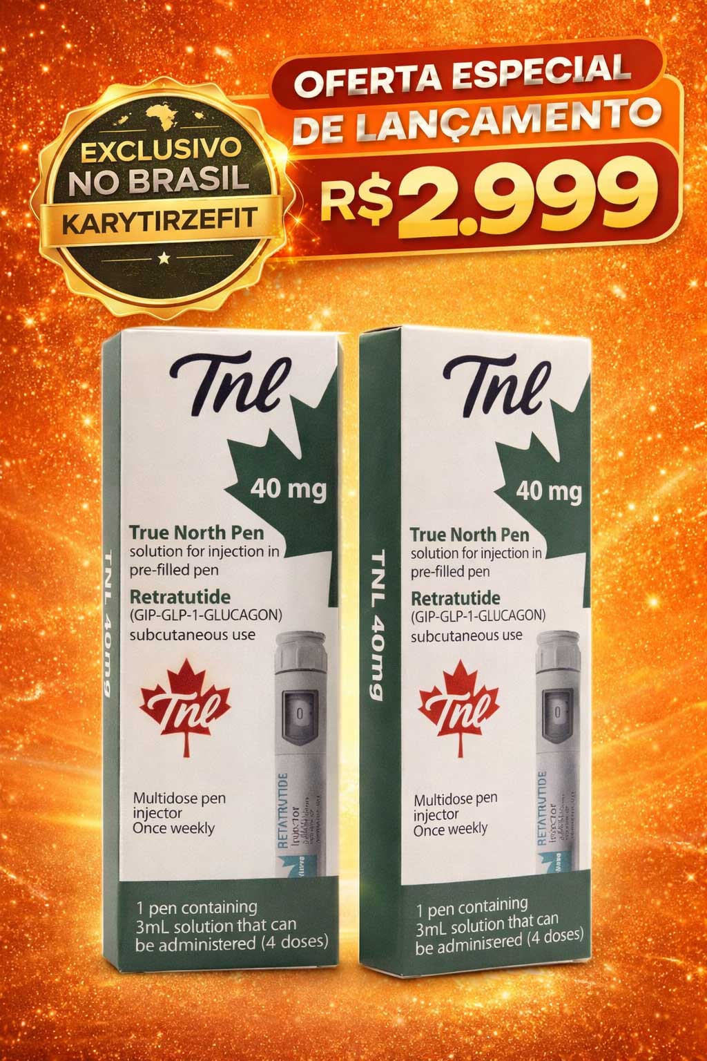 Retratutide 40mg Solucao Injetavel 4 doses (Importada Retratutida) TNL