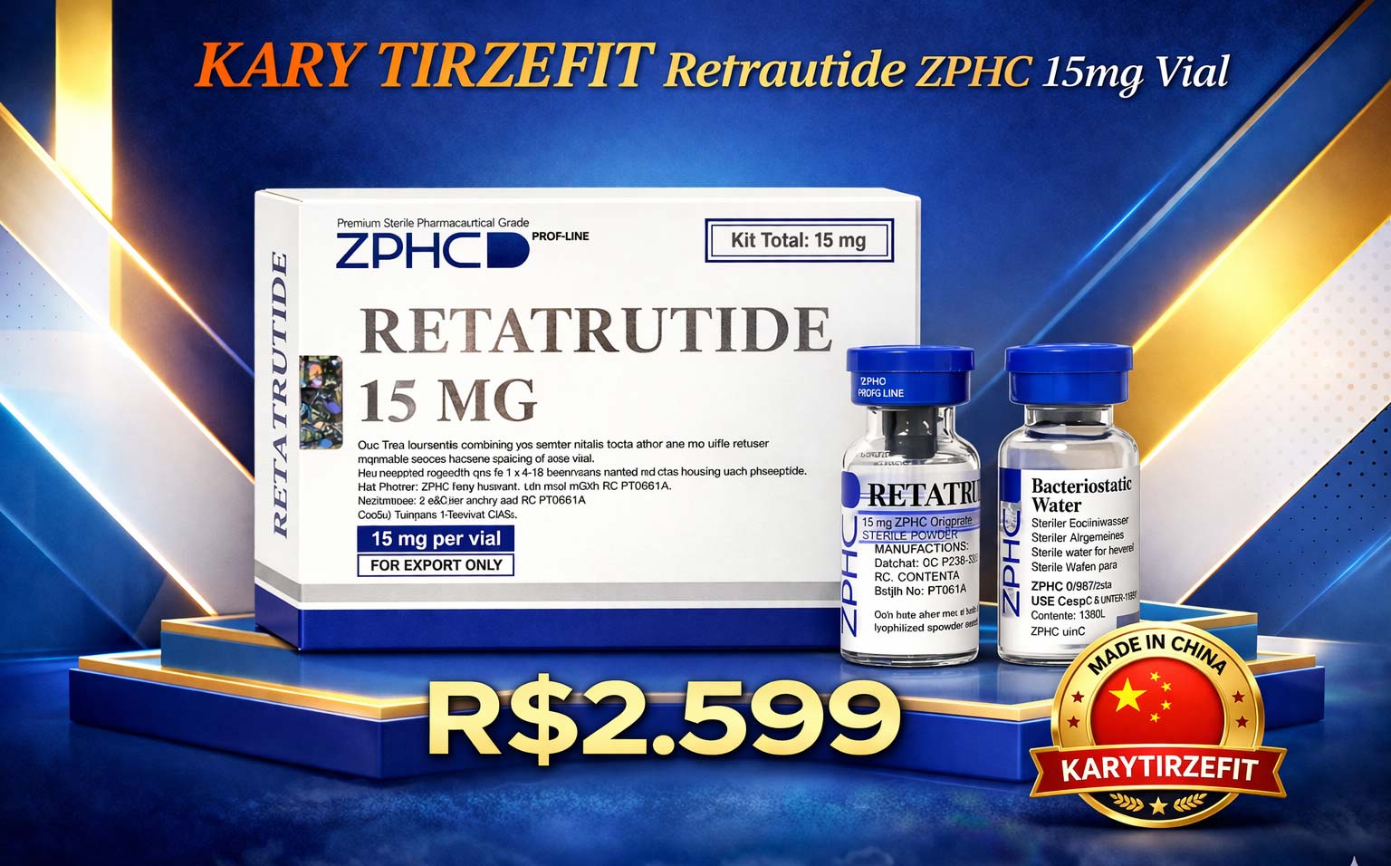 ZPHC Retratutide 15mg Solucao Injetavel Ampola (Importada Retratutida)