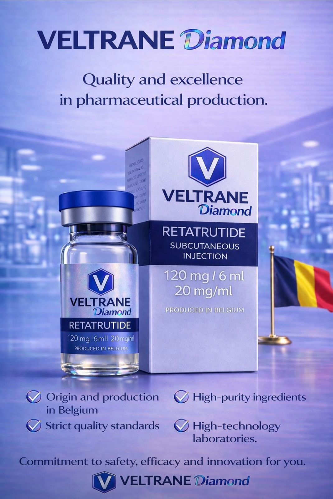 Retatrutide Solucao Injetavel (Importada Retatrutida) GLP 3 Ampola MD Veltrane