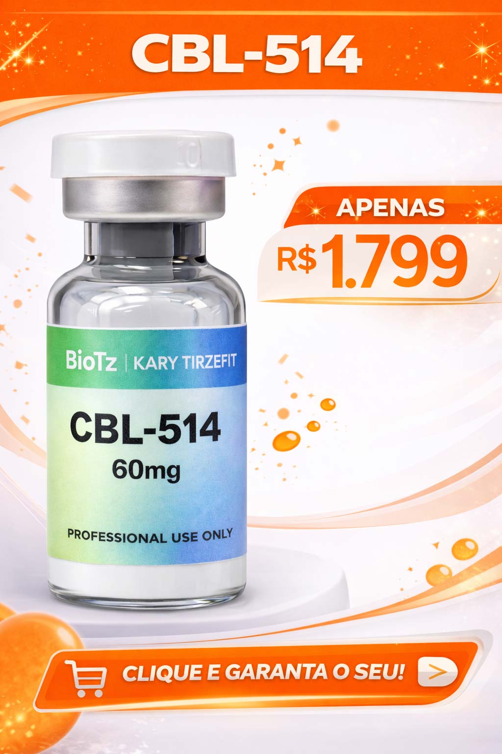 Peptideo CBL-514 para Gordura Localizada Lipo sem Cortes 60mg Lipolise BioTz