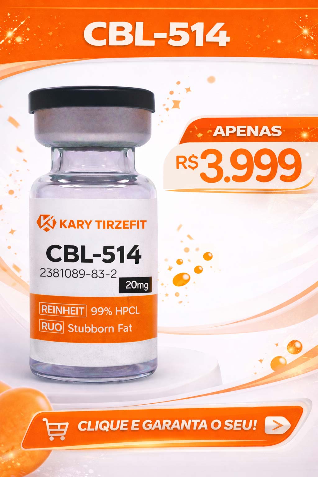 Peptideo CBL-514 para Gordura Localizada Lipo sem Cortes 20mg Lipolise