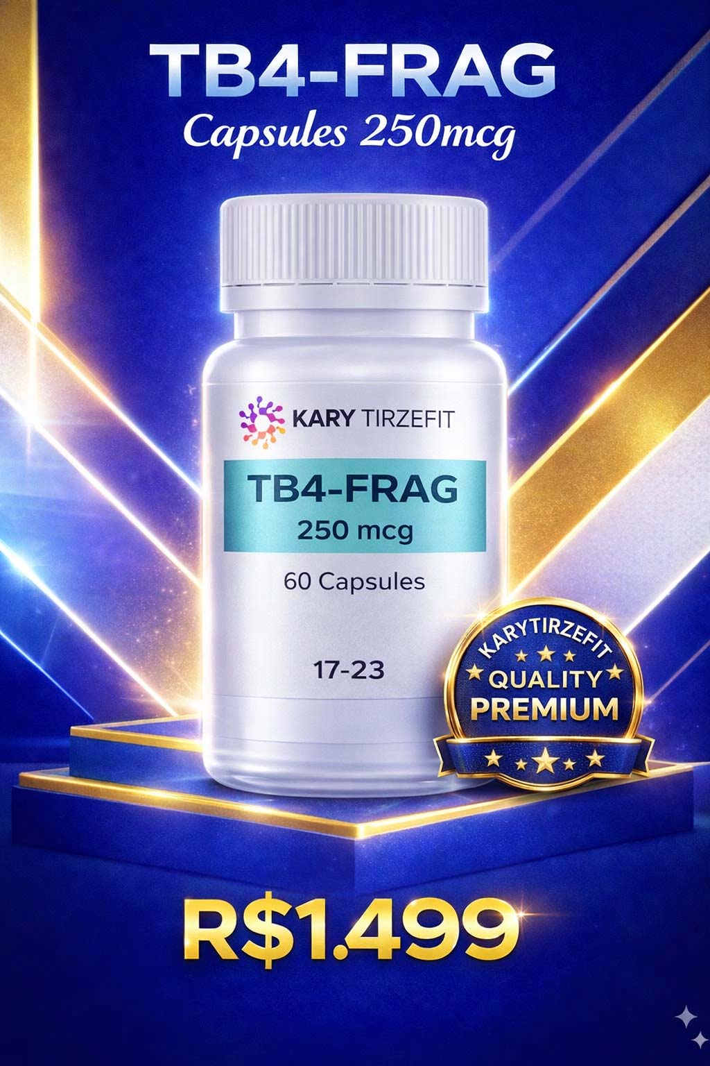 Peptideo TB-500 (17-23) Thimosyn Beta-4 Recuperação Esportiva Lesões e Reparação 250mcg 60 CAPS PepWorld