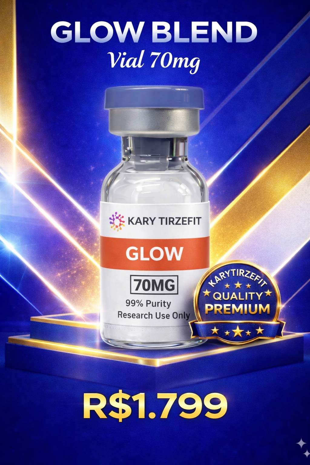 Peptideo GLOW 70mg Estimulador de Colageno Clareador da Pele e Queda Capilar PepScience
